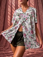Deadstock NWT 1970s Vanity Fair rose garden satin blouse picture