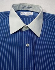 Burberrys of London Banker Pinstripe Herringbone  French Cuffs 17•36 2-Ply 100s picture