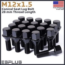 16 Pc Lug Bolt M12x1.5 Black 28mmShank fit Nissan/Renault/SMART 4-Lug Models picture