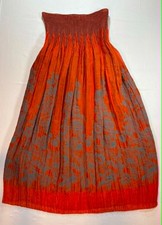  Lapis Women's Size O/S Orange Floral Smocked Maxi Skirt Convertible Midi Dress picture