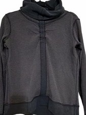 Lululemon In A Cinch Reversible Cowl Turtleneck Long Sleeve Pullover Gray Stripe picture