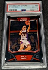 PSA 10 POP 1/1 STEVE NASH TRUE BASE #50 2008-09 Bowman Chrome picture