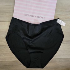 NWT Vintage Victoria's Secret Black Satin Thick Band No-Show Brief Panties M picture