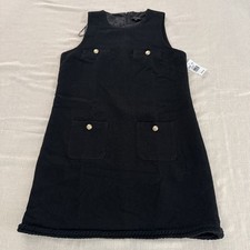 Ted Baker London Women's Sleeveless Rich Black Dress Gold Buttons Pockets Size M picture