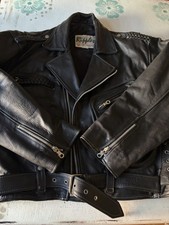 Vintage 1980’s Ripples Leather Jacket Biker Braided Style XL picture