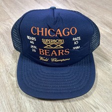 VTG 1985 Chicago Bears Super Bowl Snapback Hat NFL Football Blue Trucker Cap picture