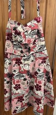 Vtg Torrid USA Rockabilly Vacation Souvenir Cars Hawaii Size 22 Halter Dress picture