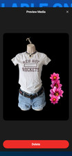 Abercrombie And Fitch Baby Tee White Red Hot Rockets size medium picture