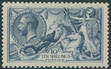 1919, GREAT BRITAIN SEA HORSES 10/ BLUE OF BRADBURY WILKINSON, LH, VF, SG#417 picture