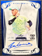 Federico Staksrud 2023 Leaf Premier Edition Blue Foil Auto RC /20 Pickleball picture