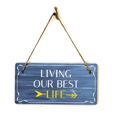 Living Our Best Life 5x10 Hanging Plus Wall or Door Sign | Funny Home Decor picture