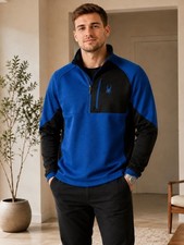 SPYDER Men’s Gait Blue Black Waffle Knit Half Zip Pullover XXL NWT picture