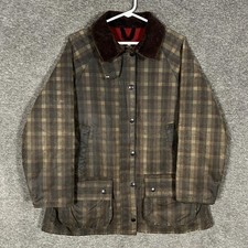 Barbour Ladies Winter Bedale Jacket Womens 18 Brown Waxed Check Fleece Lined picture