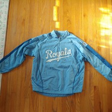 VTG Kansas City Royals Quarter Zip Pullover AUTHENTIC Majestic MLB Collection 2X picture