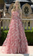 Colors Dress 3810 Red Floral Strapless Tiered Prom Gown Size 10 NWT picture