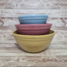 Vintage Bauer Pottery Ringware Mixing Bowl Set 3 Nesting Bowls #8 #7 #6 picture