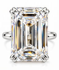 RARE 11.80 Ct Certified Emerald Cut White Diamond Solitaire Ring- FREE Studs picture