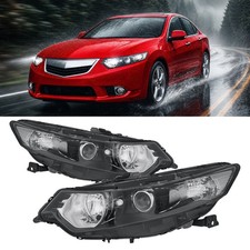 For 2009-2014 Acura TSX Xenon HID Black Clear Projector Headlights Assembly Pair picture