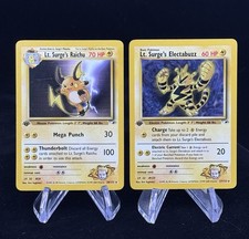 Lt. Surge’s Raichu & Electabuzz 27 28 1st Edition Gym Heroes 2000 Pokemon MP ⚡️ picture