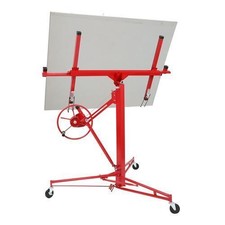 11 FT Drywall Rolling Lifter Panel Hoist Jack Lifter w/Lockable Wheels Steel Red picture