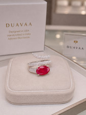 IGL Certified 2.90 Ct Natural Ruby & Diamond Wedding Gift Ring 14K White Gold 7 picture