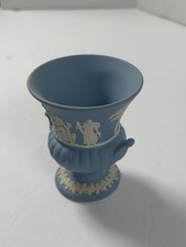 Vintage Wedgwood Blue Jasperware Mini Campana Urn Vase England 3.5