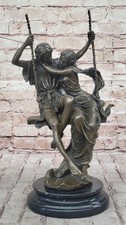 Art Deco Sculpture Couple Woman and Man In Love Swing Bronze Statue Decorative picture