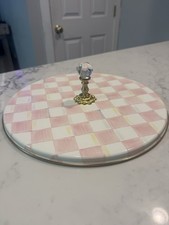 NEW Mackenzie Childs Rosy Check Cheese Course Board Round Serving Platter picture