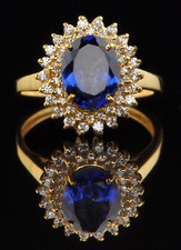 2.56 Ct Oval Cut Natural Sapphire Diamond Engagement Ring 14K Yellow Gold Size 8 picture