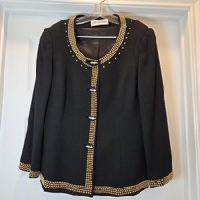 ​Vintage David Hayes Saks Fifth Avenue Pure Wool Studded Evening Jacket Size 12 picture