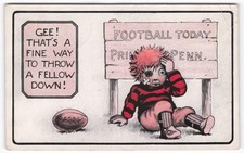 Vintage 1914 FOOTBALL TODAY College Princeton vs Penn Comic Postcard Sports Kid picture