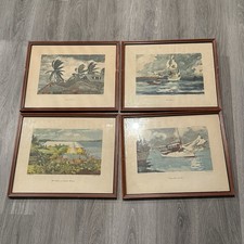 Vtg Winslow Homer Reproduction Custom Frame Prints Set Of 4 Tropical Coastal Art picture
