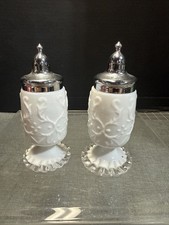 Fenton Spanish Lace Silver Crest Salt and Pepper Shakers 3508-SC picture