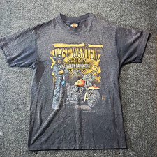 Vintage 1992 Harley Davidson 3D Emblem Shirt Most Wanted Medium Single Stitch  picture