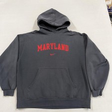 Maryland Terrapins Sweatshirt Mens XL Gray NCAA Nike Center Swoosh Hoodie y2k picture