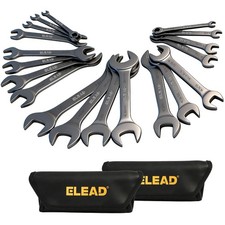 ELEAD 19Piece SuperThin Open End Wrench Set, Metric 5.5–27 mm & SAE 1/4