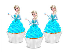 12x EDIBLE Elsa Frozen Princess half body Wafer Card cupcake cake toppers uncut picture