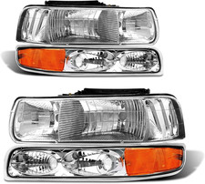 1999-2006 Chevy Silverado 1500 2500 3500 Tahoe Headlight Chrome Amber Left Right picture
