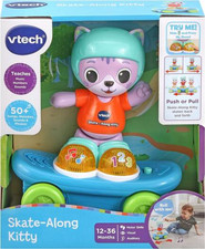VTech Pull Back Skater Cat - Teaches Numbers, Letters, Sounds, Motor Skills 7.5” picture