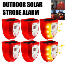 1-6pcs Solar Power Motion Sensor Sound Light Alarm Dog Barking Gunshots Repeller picture