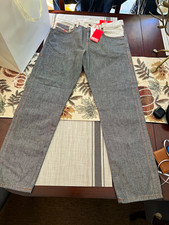 Diesel Men’s Gray Dark Wash Straight Leg Jeans Regular Fit Mid Rise 5-Pocket picture
