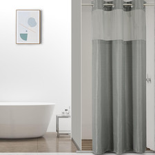Small Stall Shower Curtain with Snap in Fabric Liner, Waffle Weave No Hook Showe picture