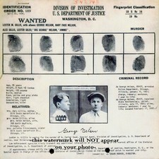 12x12 Gangster Baby Face Nelson Wanted Poster PHOTO Prison Fingerprints Mug Shot picture