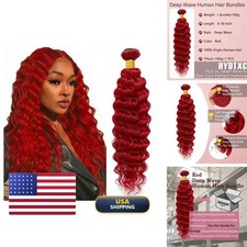 Hydtxc 10 Inch RED Deep Wave Brazilian Virgin Hair Bundle - 1PC picture
