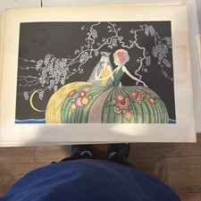 Vintage French Pochoir Print Art Deco UnFramed picture