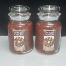 LOT OF 2-NEW-Yankee Candle AUTUMN WREATH Large Jar 22oz picture