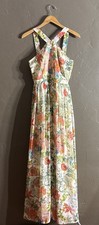 Lulus Lilja cream multicolor floral halter neck maxi dress M picture