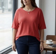 Chicos Women’s Size 3 (16-18) Poppy Red Knit Round Neck Top 74% Silk picture