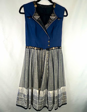 Indian 2 Piece Outfit Blue Gray Embellished Tunic Dress & Pants Ethnic Boho picture