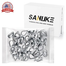 Sanuke 60pcs M2 Stainless Steel Wire Rope Thimbles for 1/16'' - 3/32'' Diameter picture